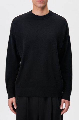 Relaxed fit pleten pulover z okroglim izrezom