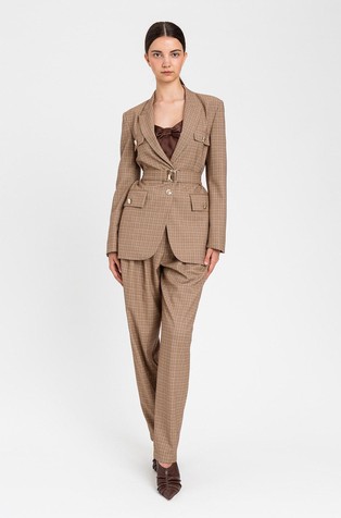 Karirast suknjič s pasom