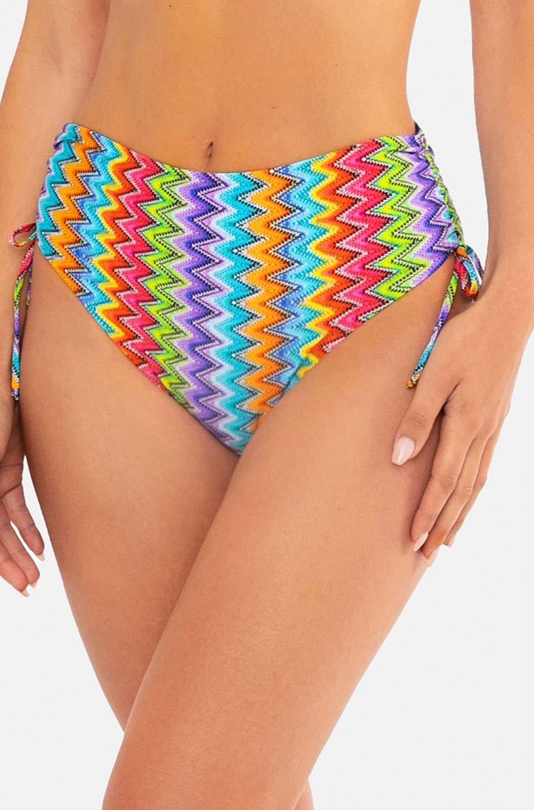 CAREY High-waisted bikini bottom with zigzag print Multi 