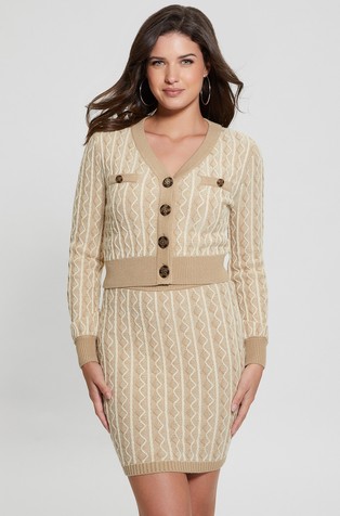 Cropped viscose-blend knitted cardigan