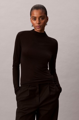 Wool Blend Mock Neck Top