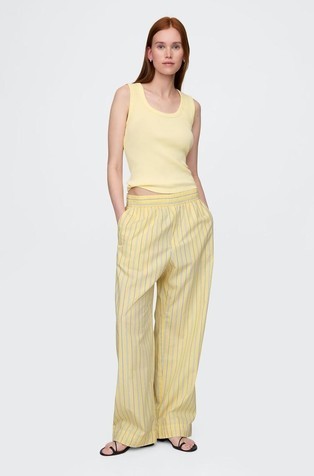 GAP Organic Cotton Poplin Easy Wide-Leg Pants Yellow Stripe 7