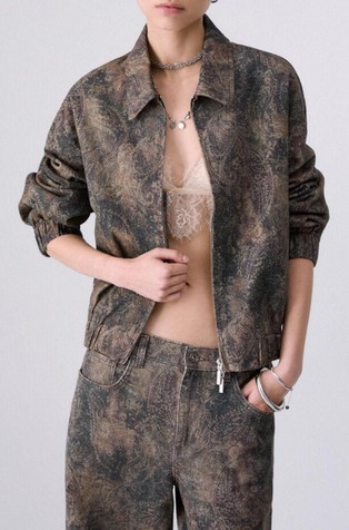 Paisely printed denim jacket