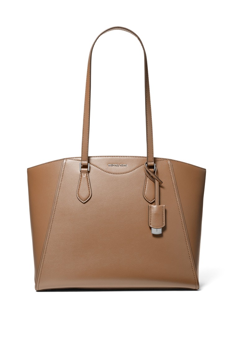 MICHAEL KORS Taryn velika usnjena tote torba Rjava - Light Brown 
