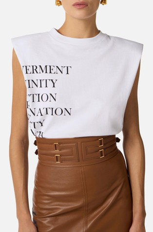 Bombažna majica s potiski napisov