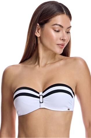 Patterned bandeau bikini top