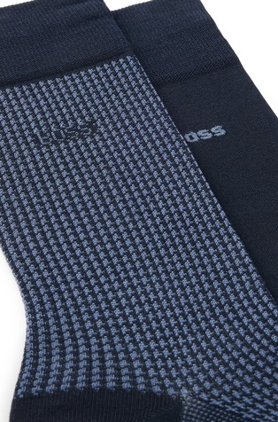 HUGO BOSS Paket 2 parov nogavic iz bombažne mešanice Modra - Dark Blue 2