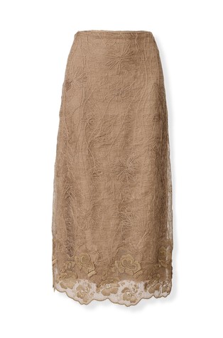 Midi skirt in embroidered lace
