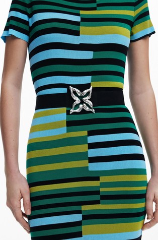 DESIGUAL Zalio elastičen pas z metuljem Črna - Black 3