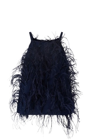 Fluid top with feather and micro beads