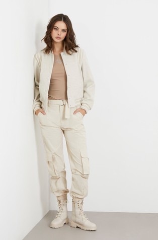 GUESS Back logo bomber jacket Cream 4