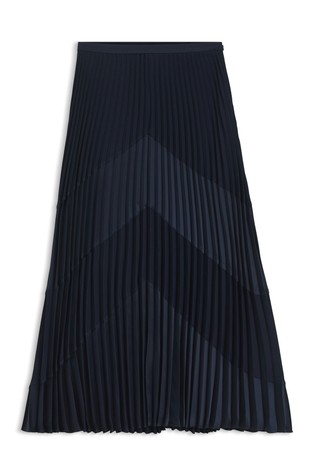 Plissé-satin skirt with chevron pattern