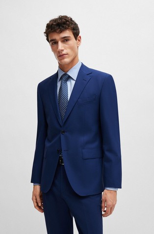 Regular-fit jacket in stretch virgin wool