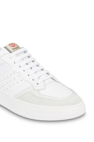 POLLINI Leather Sneakers White / Military Green 4