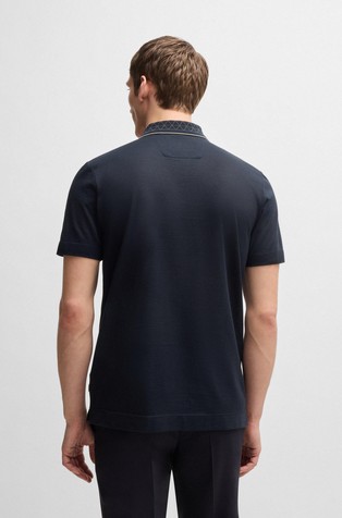 HUGO BOSS BOSS x Aston Martin polo majica s kratkimi rokavi iz bombažne mešanice Modra - Dark Blue 2