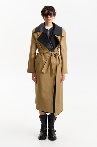 Trenčkot z vstavkom iz umetnega usnja