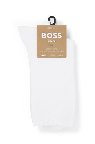 HUGO BOSS Two-pack of regular-length socks with contrast logos White 3