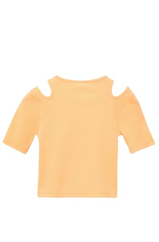 S.OLIVER Slim fit rebrasta majica z izrezi Oranžna - Orange 2