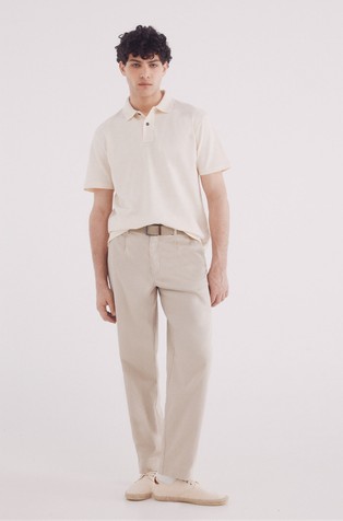 SPRINGFIELD Regular fit piké polo majica s kratkimi rokavi Bež - Beige 4