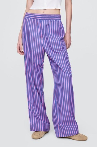 GAP Organic Cotton Poplin Easy Wide-Leg Pants Pink And Blue Stripe 2