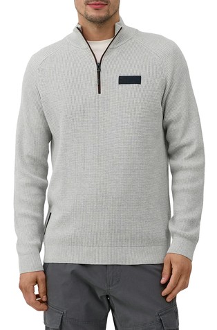 Teksturirano pleten pulover z delno zadrgo