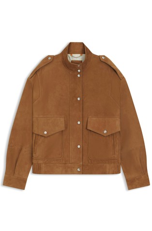 Relaxed fit suede jacket