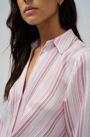 SALSA JEANS Striped shirt in viscose-blend Pearl / Pink 5