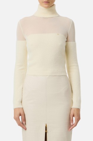 Cropped puli iz kombinacije tkanin