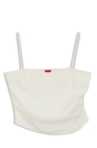 Short bandeau top with gathered side seam