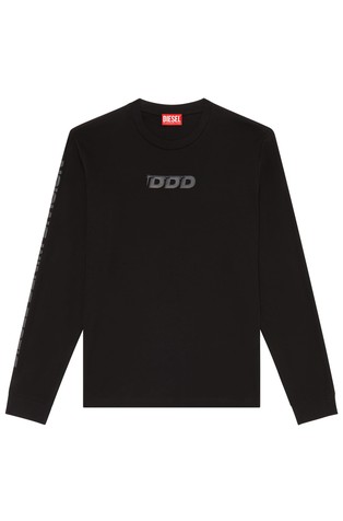 DIESEL Majica z reliefnim DDD potiskom Črna - Black 4