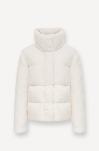 Down jacket with teddy details