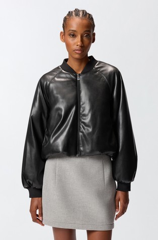 Kratka bomber jakna iz umetnega usnja