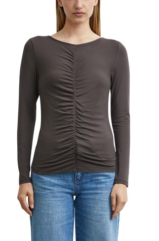 Viscose-blend shirt with gathering