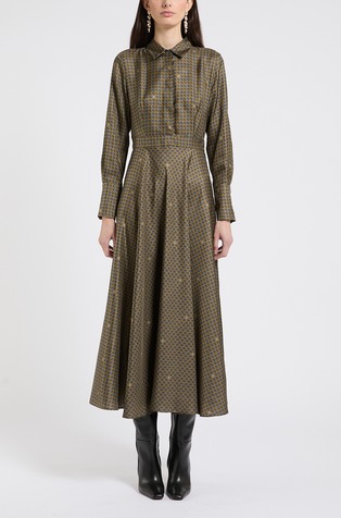 Silk shirt dress with pattern