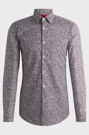 HUGO BOSS Slim fit srajca iz bombažnega platna z mikro vzorcem Škrlatna - Light Purple 4