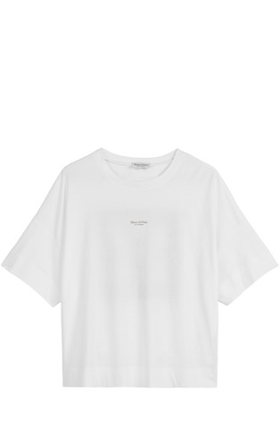 MARC O'POLO Relaxed fit majica s kratkimi rokavi in potiskom na hrbtu Bela - White 4