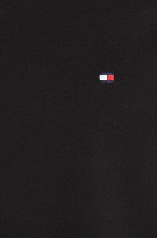 TOMMY HILFIGER Bombažna majica z V-izrezom Črna - Black 4