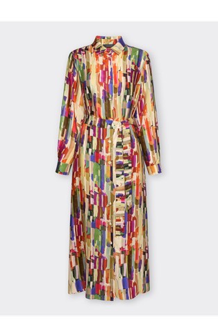Vzorčasta viskozna srajčna obleka