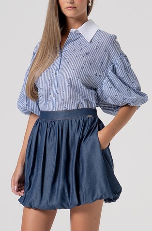 Mini balloon fit flare skirt in lyocell