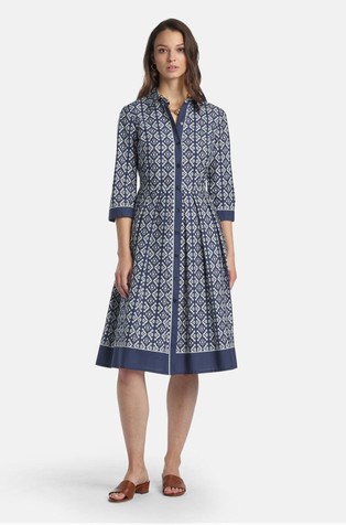 Printed cotton shirt dress
