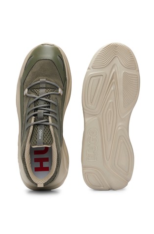 HUGO BOSS Mixed-material trainers with suede inserts Dark Green 2