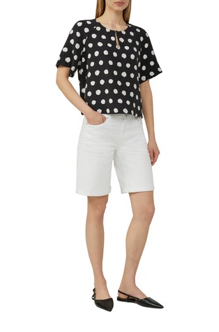 S.OLIVER Cropped blouse made from a textured viscose blend Black 3