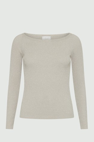 Monochrome ribbed knit long-sleeve tee