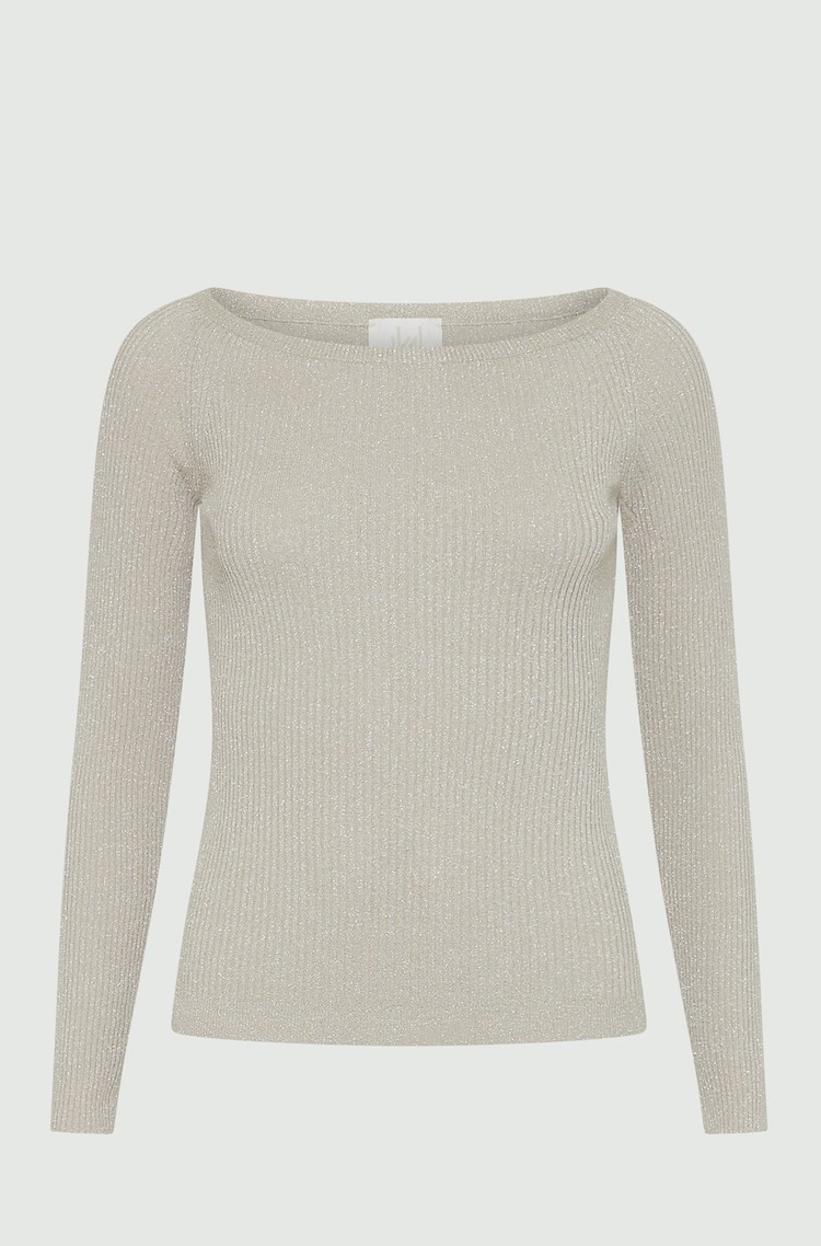 MARELLA Monochrome ribbed knit long-sleeve tee Beige 
