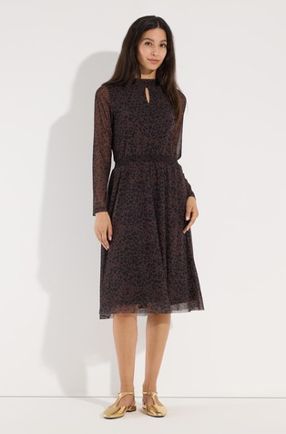 Mesh dress with leopard print