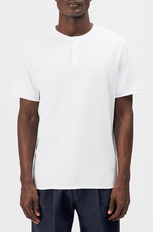 Regular fit bombažna majica s henley ovratnikom