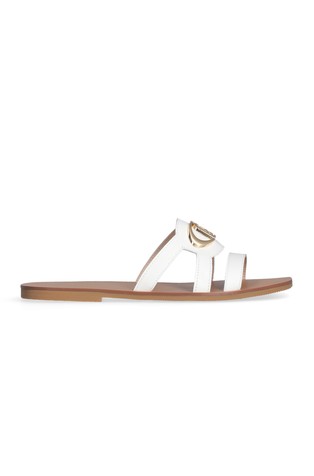 Leather slides with logo