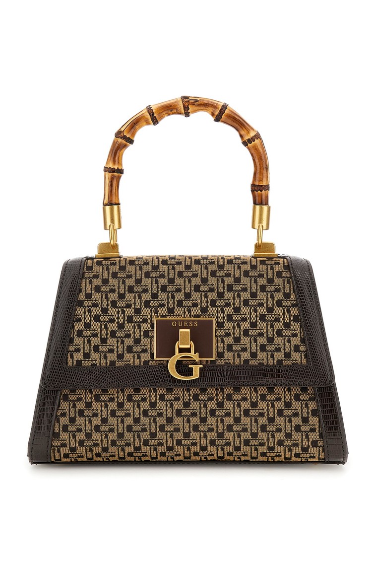 GUESS Stephi logo torba z enim ročajem Rjava - Brown 