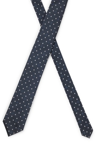 HUGO BOSS Kravata iz svilene mešanice z mikro dvojnimi B monogrami Modra - Dark Blue 3