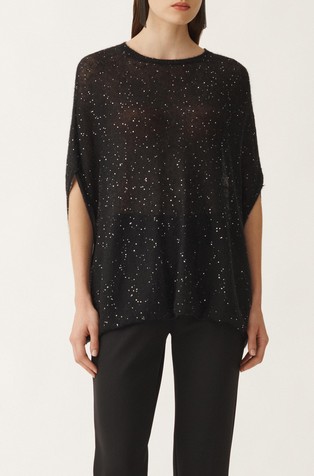 Mohair-blend cape with sequins
